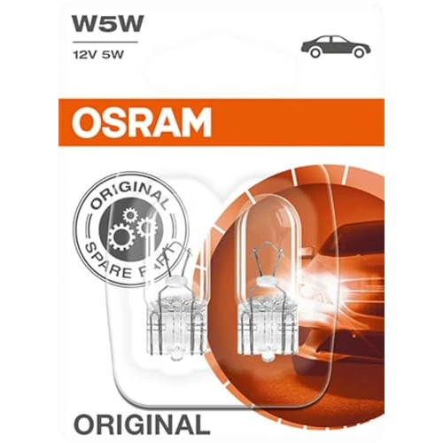 OSRAM ORIGINAL W5W halogen, position and number plate light, 2825-02B, 12V, double blister (Pack of 2)