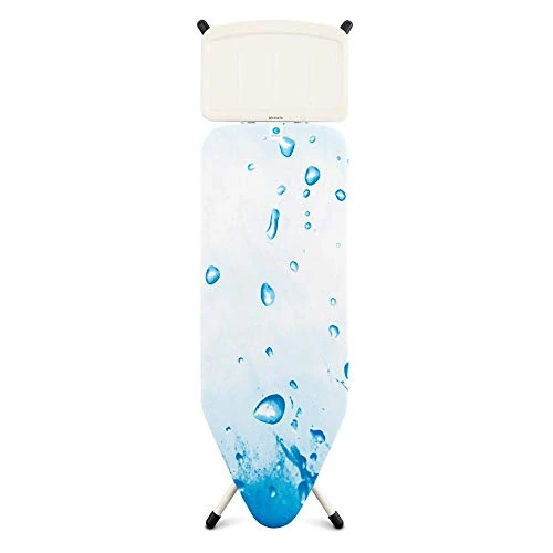 Brabantia - Mesa de Planchar C - con Soporte Sólido Unidad de Vapor - Universal Ajustable - para Diestros y Zurdos - No se Desliza y No Araña - Plegable - Ice Water - 124x45 cm
