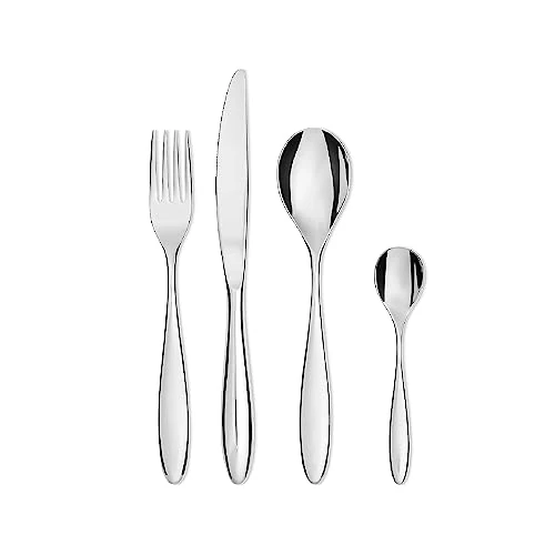 Begrenztes Angebot: Alessi SG38S24M Mami - Besteckgarnitur bestehend aus sechs Tafellöffeln, sechs Tafelgabeln, sechs Tafelmessern, Zylinderblock, sechs Kaffeelöffeln aus Edelstahl 18/10 von 129.12 EUR auf 129.12 EUR (Rabatt 0%)