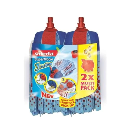 Limited offer: Vileda SuperMocio 3Action XL Mop Refill - Pack of 2 - Fits all SuperMocio Mops- Authentic Vileda Mop Head Replacement - Machine Washable - Advanced Microfibre Technology from 10.20 EUR to 8.06 EUR (save 21%)