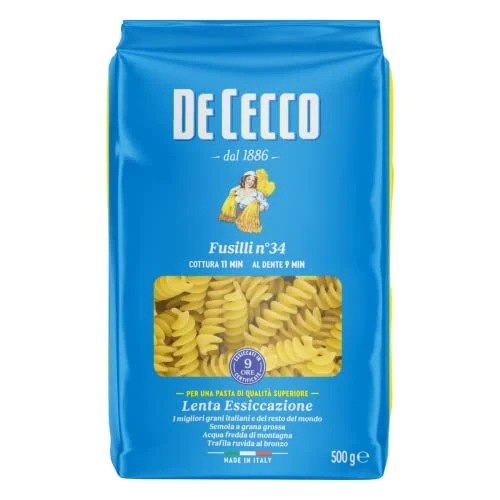 Offerta a tempo: De Cecco Pasta di Semola di Grano Duro Fusilli N.34, 500g — 27% da 1,35 € a 0,99 €