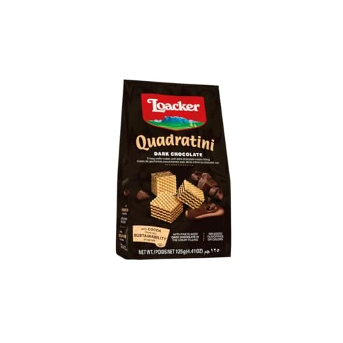 Offerta a tempo: Loacker - Quadratini Dark Chocolate - Cinque Strati di Cialde di Wafer e Quattro di Crema al Cioccolato Fondente - Merenda e Snack - Formato Convenienza - 12 Sacchettini Richiudibili — 27% da 30,49 € a 22,23 €
