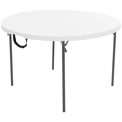 Offerta a tempo: LIFETIME Tavolo pieghevole rotondo, capacità 4 persone, diametro 122 cm, polietilene ad alta densità (HDPE), colore bianco granito, struttura in acciaio (92106) - 22% da 84.95 € a 66.26 €