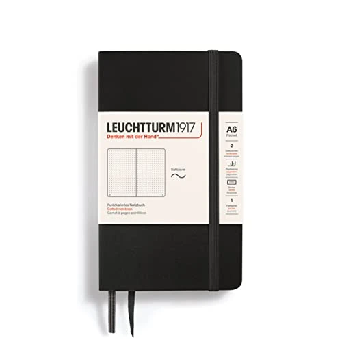 Offerta a tempo: LEUCHTTURM1917 311346 Taccuini Pocket A6, Copertina morbida, 123 pagine numerate, Puntini, Nero - 0.00% da 35.73 € a 35.73 €