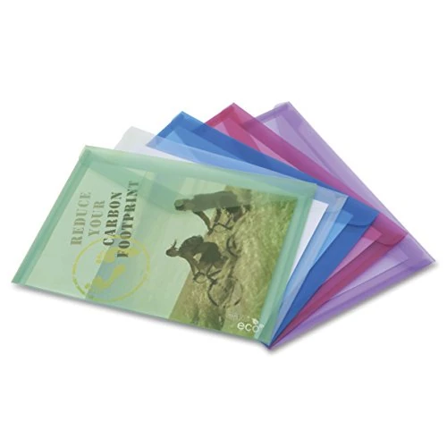 Tijdelijke aanbieding: Rapesco 1039 ECO Documentenmappen met Drukknoop, A4, Diverse Transparante Kleuren, Verpakking van 5 van 6.40 € naar 6.40 € (0.00% korting)