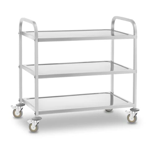 Limited-time offer: Royal Catering RCSW 3 Serving Trolley with Wheels (101 x 55 x 96.5 cm, Load Capacity 480 kg, Shelf Thickness 3 cm) from 101.00 £ to 101.00 £ (save 0.00%)