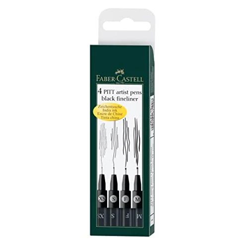 Offerta a tempo: Faber-Castell 167115 Pitt Artist Pen, Set di 4 Pennarelli, Varie Dimensioni, Inchiostro Nero Impermeabile E Resistente Alla Luce, Per Disegno E Schizzo - 15% da 12.00 € a 10.26 €