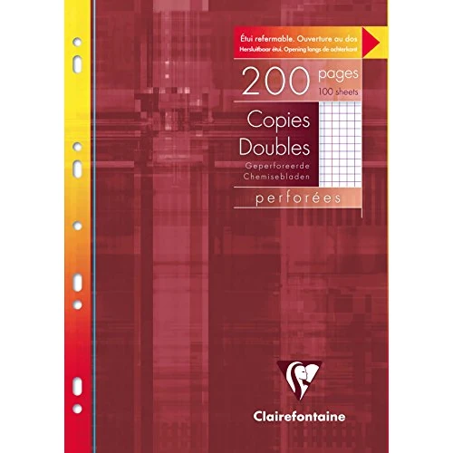 Offerta a tempo: Clairefontaine 47122C - Un etui carton de 200 pages Copies doubles perforees blanches 21x29,7 cm 90g petits carreaux avec marge - 62% da 15.17 € a 5.75 €