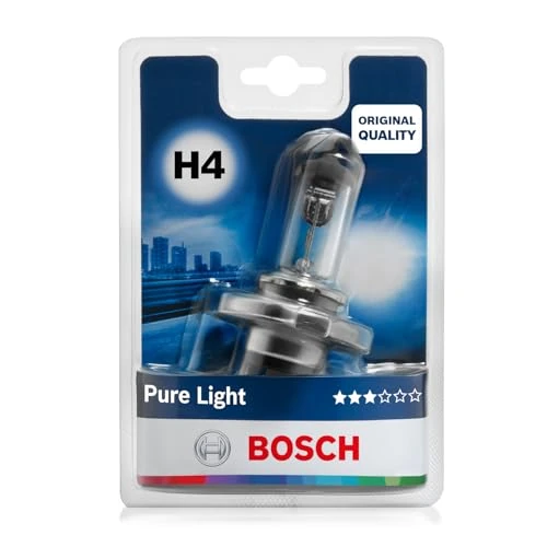 Oferta limitada: Bosch H4 Pure Light, Lámpara Halógena para Faro Delantero, 12 V 60/55 W, Calidad Original - Casquillo Tipo P43t - Recambio de Luz para Coche, Paquete de 1 Lámpara de 124.20 € a 6.24 € (ahorro 94.98%)