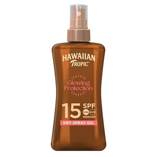 Offerta a tempo: Hawaiian Tropic | Glowing Protection Olio Secco Spray SPF 15, Protezione UVA + UVB, 200 ml, Fragranza Tropicale con Olio di Cocco, Resistente all'Acqua, Vegano - 39% da 12.88 € a 7.82 €