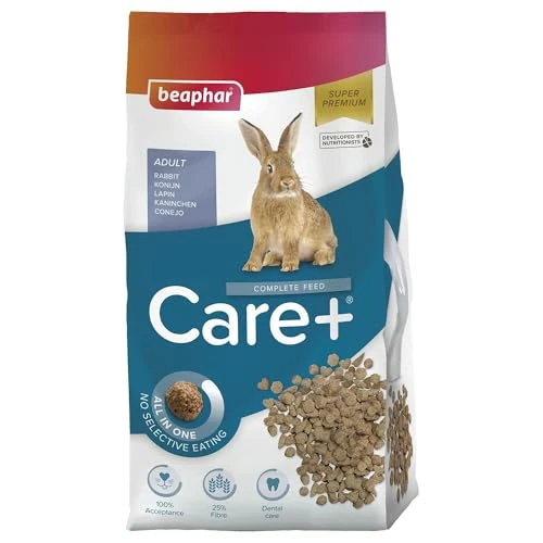 Beaphar - Care+ Pienso Super Premium - Comida para Conejos - 5kg - Todo en Uno - Alto en Fibra y Protéina - Desgaste de los Dientes y Sin azúcares ni coloranres añadidos- Alimentación Extrusionada