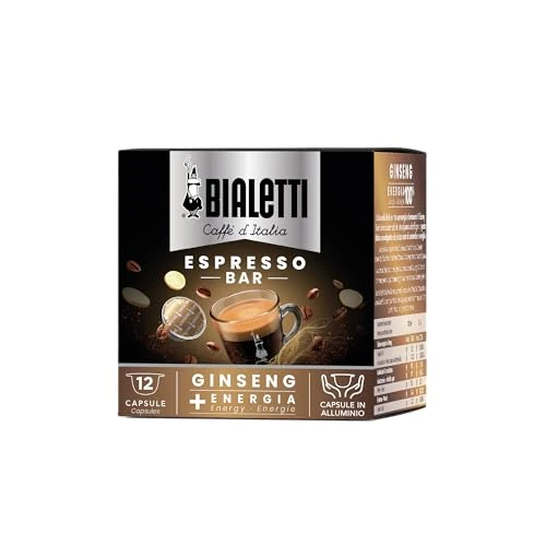 Bialetti Caffè d'Italia, Box 12 Capsule, Ginseng, Compatibili con Macchine Bialetti sistema chiuso, 100% Alluminio