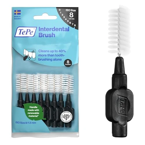 Offerta a tempo: Scovolino TePe, Original, Nero, 1.5mm/ISO 8, 8pz, rimozione placca, pulizia interdentale efficace, filo interdentale, per spazi molto larghi - 39% da 6.90 € a 4.20 €