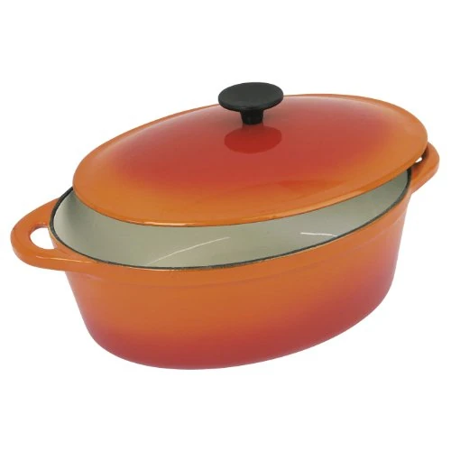 Crealys Cast Iron Dutch Oven 9L Orange 35cm Serves 8-10