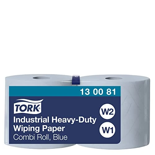 Offerta a tempo: Tork 130081 Carta ultraresistente per asciugatura industriale QuickDry Premium, compatibile con il sistema W1 (da terra o da parete), 3 veli, 1 conf. x 2 rotoli (2 x 119 m), colore blu - 0% da 74.30 € a 74.30 €