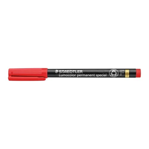 STAEDTLER Lumocolor, Rotuladores permanentes de punta fina. Pack de 10 marcadores, Negro/Rojo (319 F-2 VE)