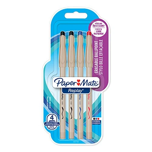 Oferta limitada: Paper Mate Replay bolígrafo borrable, punta media de 1,0 mm, colores surtidos, paquete de 4 de 8.14 € a 8.14 € (ahorro 0.00%)
