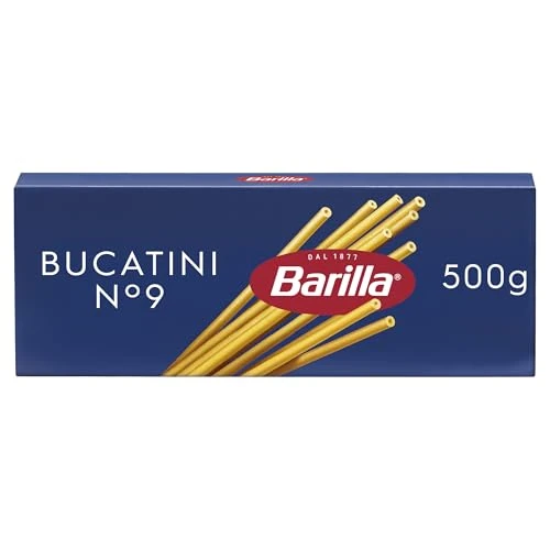 Offerta a tempo: Barilla Pasta Bucatini N.9, Pasta Lunga di Semola di Grano Duro, I Classici, Tempo di Cottura 8 Minuti, Confezione da 500g - 49% da 0.69 € a 0.35 €