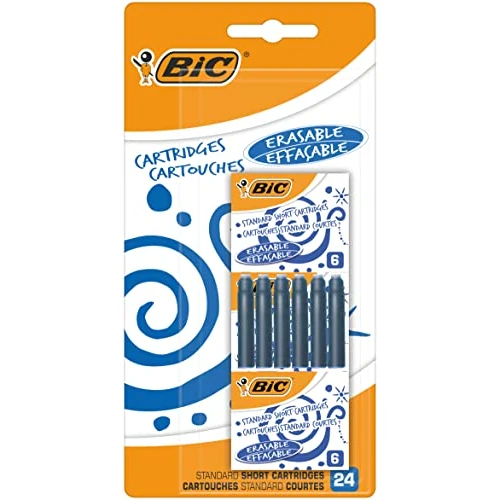 Offre limitée : BIC Cartouches d'Encre Courtes Standard pour Stylos-Plume - Bleu Effaçable, Blister de 24 de 8.63 € à 4.26 € (51% de remise)