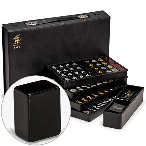 Offre limitée : Yellow Mountain Imports Ensemble de Mahjong Riichi Japonais - Tuiles Noires de Taille Standard et Étui en Vinyle de 69.98 € à 69.98 € (0.00% de remise)
