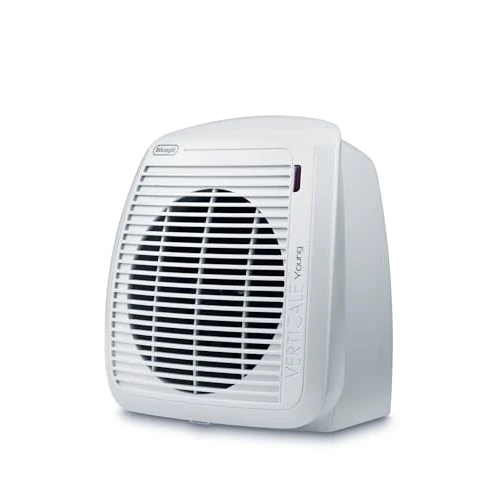 De'Longhi Verticale Young HVY1020 WH termowentylator, funkcja zapobiegająca zamarzaniu, termostat bezpieczeństwa, ochrona przed kapaniem IP21, pomieszczenia do 60 m3, 2000 W, biały