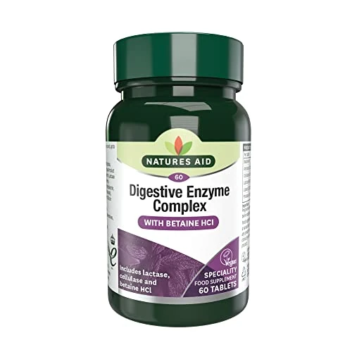 Offerta a tempo: Natures Aid Digestive Enzyme Complex con Betaine Hydrochloride, 60 Vegano Compresse - 29% da 8.28 € a 5.88 €