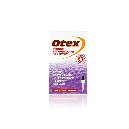 Otex - Gocce di bicarbonato di sodio per orecchie, per cerume indurito, flacone da 10 mL con applicatore contagocce
