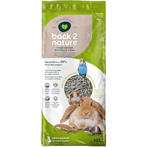 Limited offer: Back 2 Nature Bedding and Litter, (10l) Highly Absorbent 99% Recycled Paper Litter for Small Pets, Dry & Fresh Smelling Rabbit, Bird, Ferret and Hamster Cage, Soft, Safe & Compostable Hamster Bedding from 19.54 EUR to 19.54 EUR (save 0%)