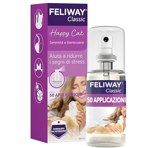 FELIWAY Classic Spray Calmante para Gatos 60 ml - Tranquiliza a los gatos en casa y de viaje, reduce el estrés durante los desplazamientos, recomendado por veterinarios, clínicamente probado