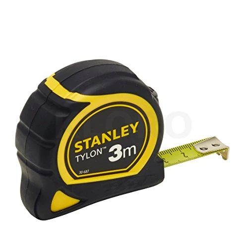 STANLEY Flexómetro Tylon de 3 m, Cinta Métrica, Cinta de Acero Resistente, Revestimiento Duradero Tylon (aumenta en 50% durabilidad), Diseño Compacto Ergonómico, 0-30-687