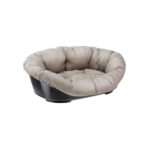 Ferplast Plastic Dog Bed, Cat Bed with Cushion SOFA' 6 in Washable Cotton, Dog Bed with Padded Cushion, Plastic Cat Dog Basket, Perforated Bottom and Chin-Rest, Anti-Slip, 73 x 55 x h 27 cm, Dove