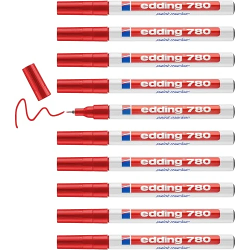 Limited-time offer: edding 780 paint marker - red - 10 pens - round tip 0.8 mm - paint marker for marking and labelling metal, glass, rocks or plastic - heat-resistant, permanent, smudge-proof and waterproof from 36.70 £ to 36.70 £ (save 0.00%)