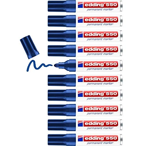 Zeitlich begrenztes Angebot: edding 550 Permanentmarker - blau - 10 Stifte - Rundspitze 3-4 mm - wasserfest, schnell-trocknend - wischfest - für Karton, Kunststoff, Holz, Metall, Glas von 30.30 € auf 30.30 € (0.00% Rabatt)