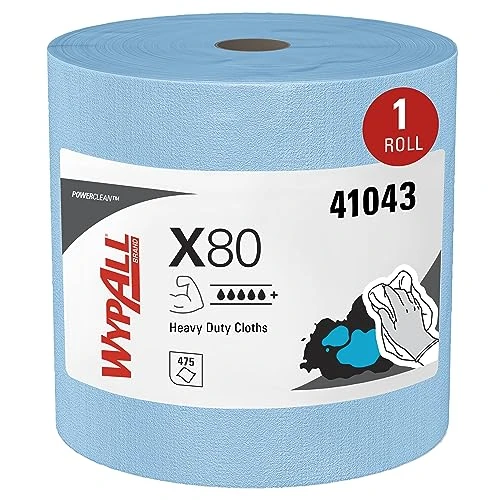 WypAll Panni WypAll X80 Power Clean - Panni per la pulizia riutilizzabili - 1 rotolo grande azzurro da 455 panni assorbenti - Numero articolo 8347