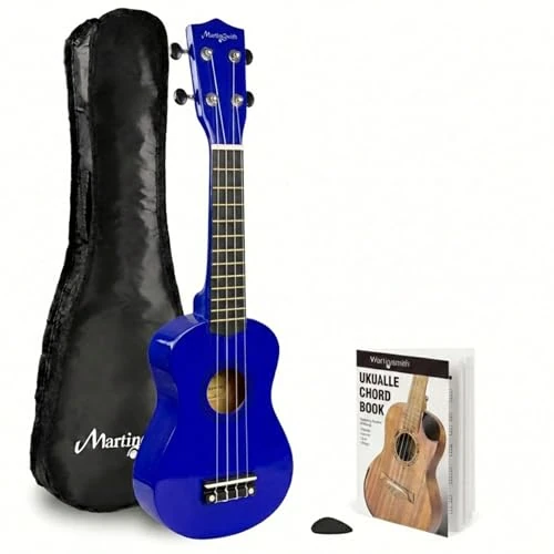 Martin Smith ukulele sopranowe z torbą, plettrami i książką akordów, Niebieski