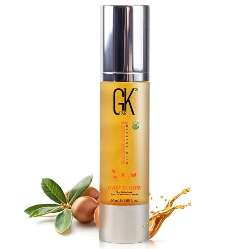 GK Hair Cheratina Globale Siero per Capelli all'Olio di Argan Bio Controllo del Crespo Riparazione dei Capelli Secchi e Danneggiati Effetto Levigante 1.69 Fl Oz