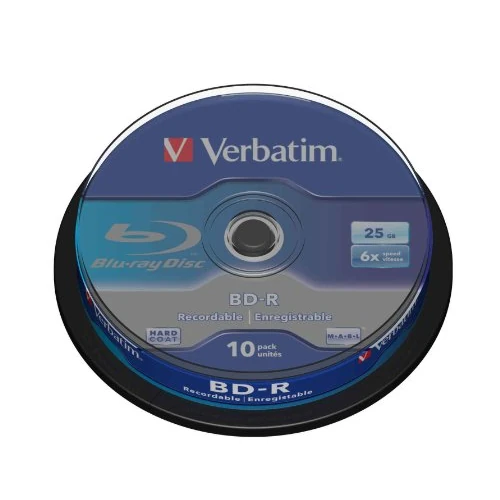 Oferta limitowana: Verbatim BD-R Pojedyncza Warstwa, Płyta Blu-ray 25 GB, 6-Krotna Prędkość Palenia, Ochrona przed Zarysowaniami, 10-Pak Wrzeciona, Niebieski/Biały, 43742 z 54.65 zł na 54.65 zł (oszczędź 0.00%)