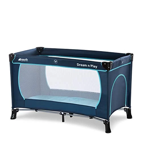 Offerta a tempo: hauck Lettino da Viaggio Dream N Play Plus - Culla Neonato fino a 15kg - Letto Pieghevole 60x120cm - Box Bambini con Uscita Laterale - Borsa Inclusa - Navy Aqua — 39% da 67,50 € a 41,39 €