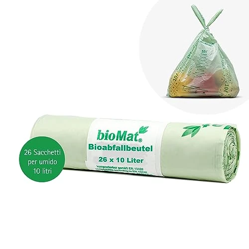 Offerta a tempo: bioMat Sacchetti Compostabili 10l, con Manici per Umido, 26 Sacchi, Qualità Premium, Certificati DINplus, Neutrali dal Punto di Vista Climatico, Made in Germany - 0.00% da 7.47 € a 7.47 €