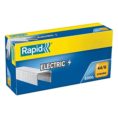 Rapid 44/6mm Strong Staples, For Stapling up to 20 Sheets, Use with Electric Staplers, Galvanised Wire, Box of 5000, 24868100