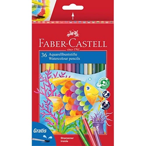 Faber-Castell 114437 - Set di matite colorate Classic Colour, matite acquerellabili, 36 pezzi, a prova di rottura, pennello incluso