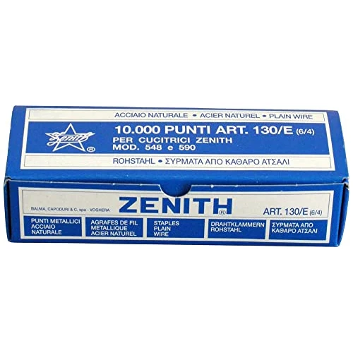 Zenith Punti Metallici Acciaio Naturale Art. 130/E (6/4) 1 Scatolina Da 10.000 Punti