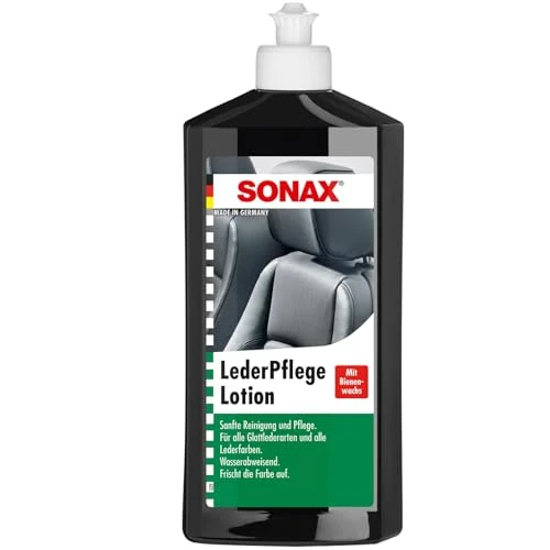 Offerta a tempo: SONAX Lozione per la cura della pelle dell'auto (500 ml), rimuove lo sporco e ravviva i colori. Con protezione UV e profumo a pelle | Art. 0291200 - 15% da 19.99 € a 16.97 €