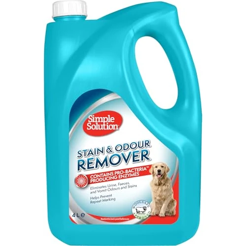 Simple Solution Removedor de Manchas y Olores para Perros, Limpiador Enzimático con Poder Limpiador Pro-Bacterias, Fresh, 4 Litros