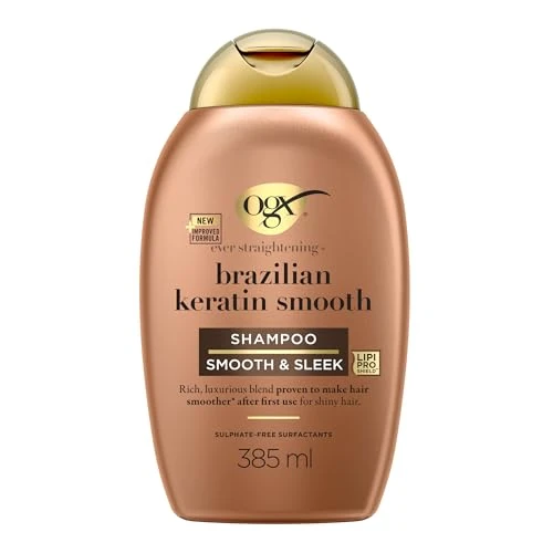 Limitiertes Angebot: OGX Brazilian Keratin Smooth Shampoo (385 ml), glättendes Haarshampoo mit Keratin, brasilianischem Kokosöl, Avocadoöl und Kokosnussbutter, ohne Sulfate von 7.95 EUR auf 6.75 EUR (Spare 15%)