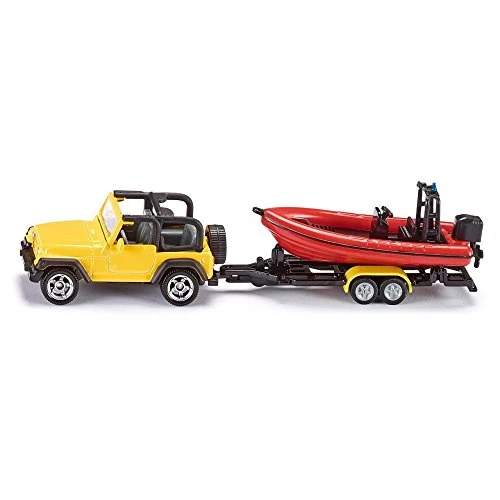 Offerta a tempo: siku 1658, Jeep con gommone, Metallo e Plastica, Giallo e Rosso, Rimorchio rimovibile, Gommone galleggiante - 0.00% da 9.89 € a 9.89 €