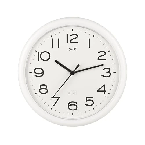 Offerta a tempo: Trevi OM 3301 Orologio da Parete Silenzioso 24cm, Movimento Continuo SWEEP Senza Tic-Tac, Design Moderno e Minimalista, Ideale per Casa e Ufficio, Funzionamento con Batteria AA, Bianco - 56% da 14.90 € a 6.49 €