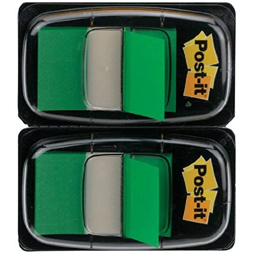 Tijdelijke aanbieding: Post-it Index plakstrips, standaard, groen, 25,4 mm x 43,2 mm, 50 plakstrips per dispenser, 2 dispensers, voor documenten en belangrijke informatie van 7.79 € naar 7.79 € (0.00% korting)