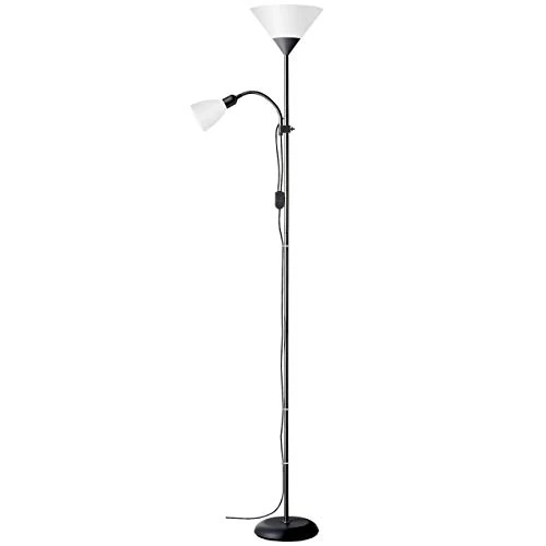 Brilliant AG 93008/76 Spari 4 Floor Lamp with Reading Light - Aluminium/Plastic - 60 W - E27 - Black/White