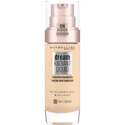 Offre limitée : Maybelline Foundation Fond de Teint Hydratant Liquide Dream Radiant avec Acide Hyaluronique et Collagène - Couverture Légère et Moyenne jusqu'à 12 Heures d'hydratation, 40 Fawn de 12.95 € à 12.95 € (0.00% de remise)